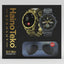 HainoTeko G12 Max Bluetooth Cell smartwatch box in German, featuring a black background with gold lettering and images of a gold and black watch plus sunglasses.