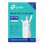 TP-Link Mesh Wi-Fi Extender AC1750 dual band retail packaging box, featuring a teal and blue design with product details and an illustration of the white extender with antennas.