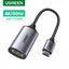 UGREEN USB-C to HDMI adapter cable with a metallic silver cylindrical body and a black braided cord, shown on a white background with green UGREEN branding and '4K/60Hz USB C to HDMI' text.