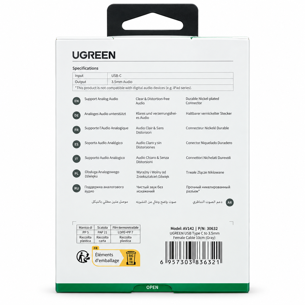 UGREEN USB-C to 3.5mm Female Headphone Jack Audio Adapter