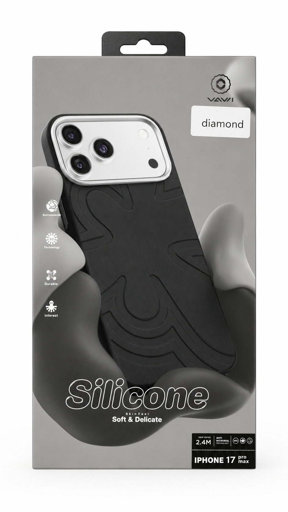 iP 17 Pro Max VAWI Silicon Case - (DIAMOND)