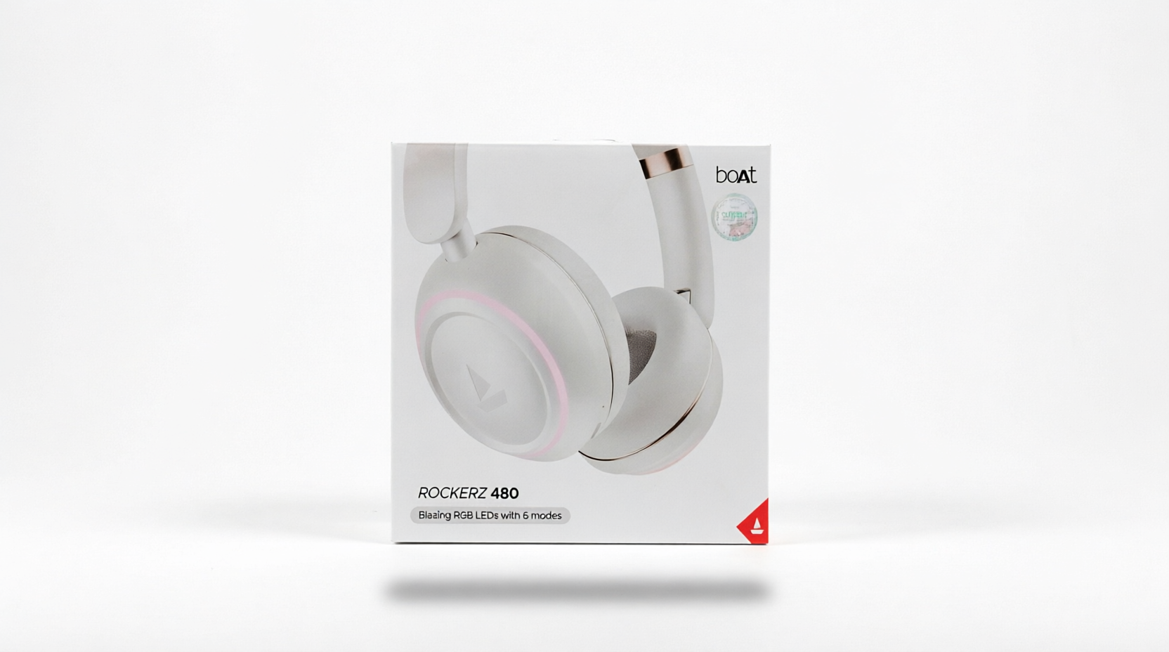 boAt Rockerz 480 Wireless Over-Ear Headphones - White Sabre صورة ثانوية