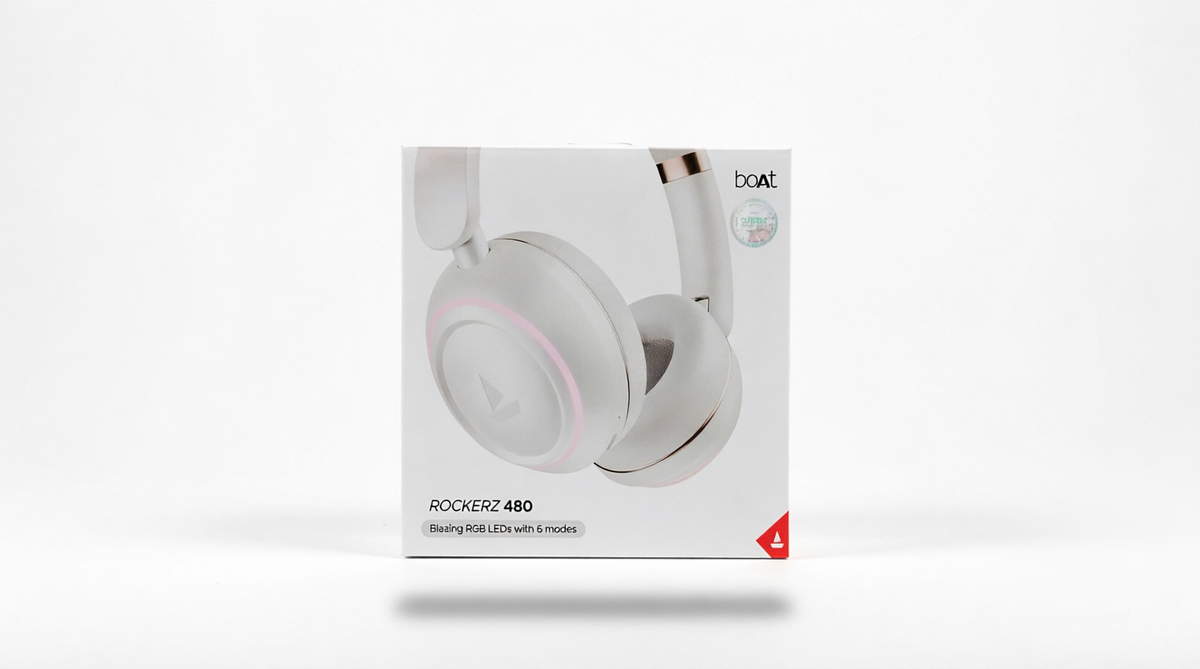 boAt Rockerz 480 Wireless Over-Ear Headphones - White Sabre