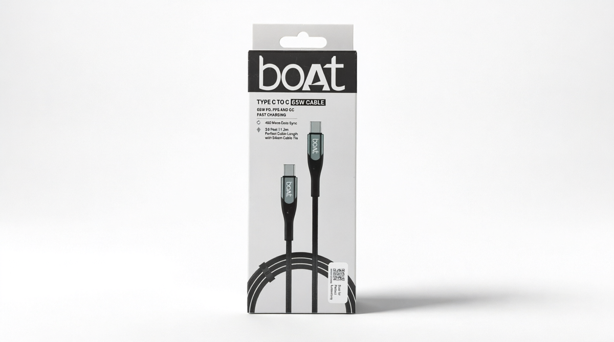 boAt USB-C to USB-C Fast Charging Cable 65W 1.2m - Black