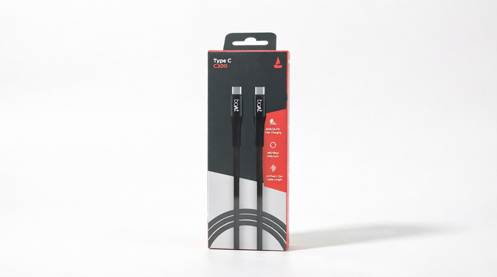 boAt Type-C C300 Fast Charging Cable 60W 1.5m - Black