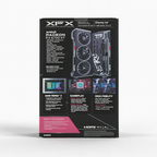 XFX AMD Radeon RX 6700 XT graphics card retail box shown upright on a light gray background.