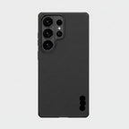 A black textured phone case with a raised camera bumper, shown from the back on a light gray background. The NUKING brand logo is visible in the bottom right corner.