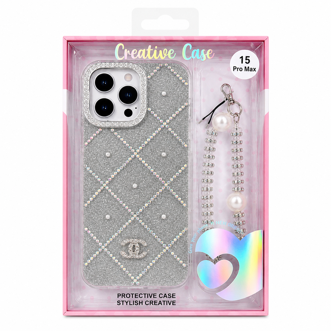 iP 15 Pro Max Ladies Cover With Stone and Lanyard Main image