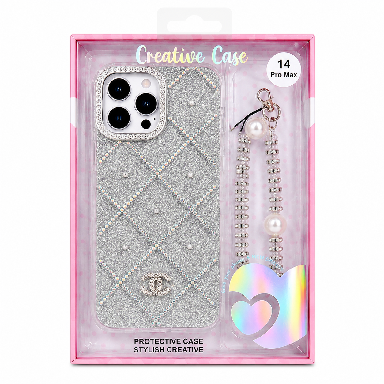 iP 14 Pro Max Ladies Cover With Stone and Lanyard Main image