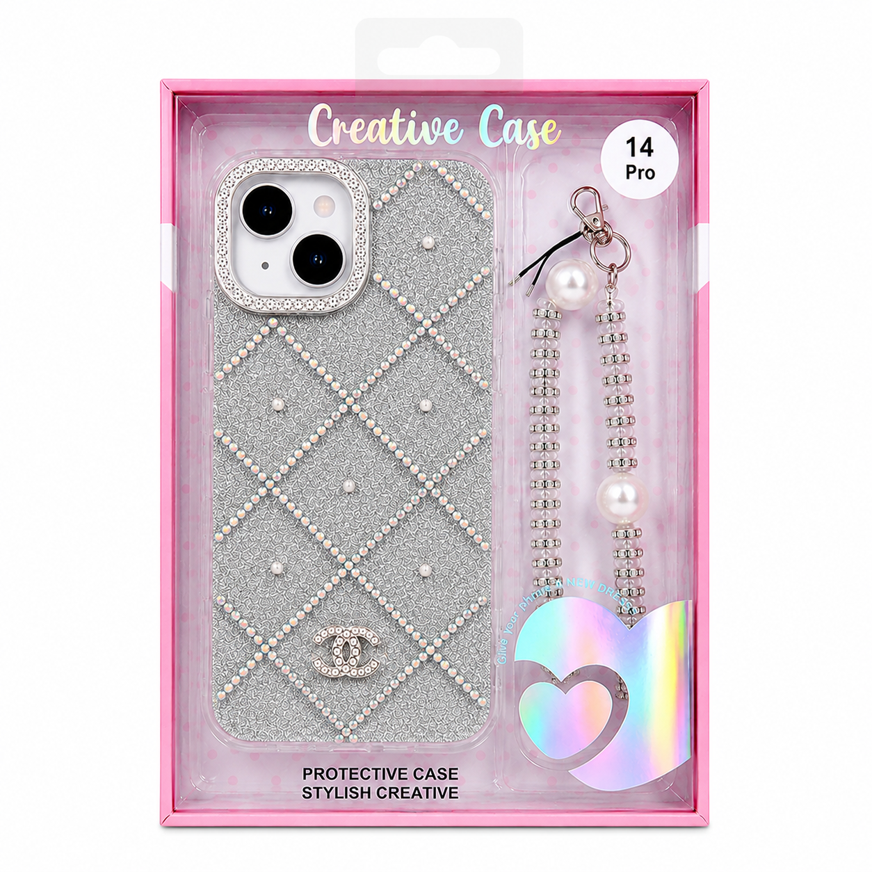 iP 14 Pro Ladies Cover With Stone and Lanyard Main image