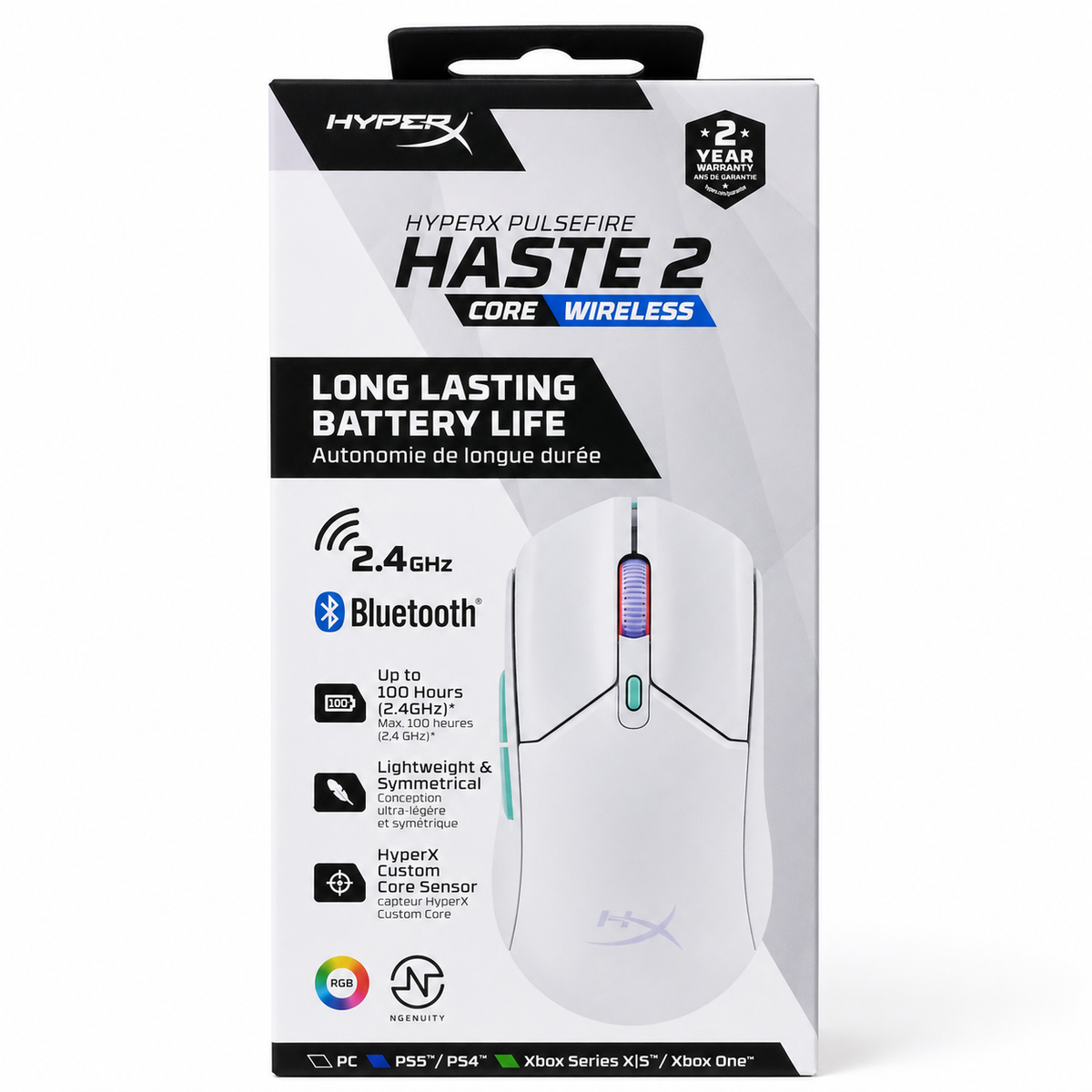 HyperX Pulsefire Haste 2 Core Wireless Gaming Mouse - White