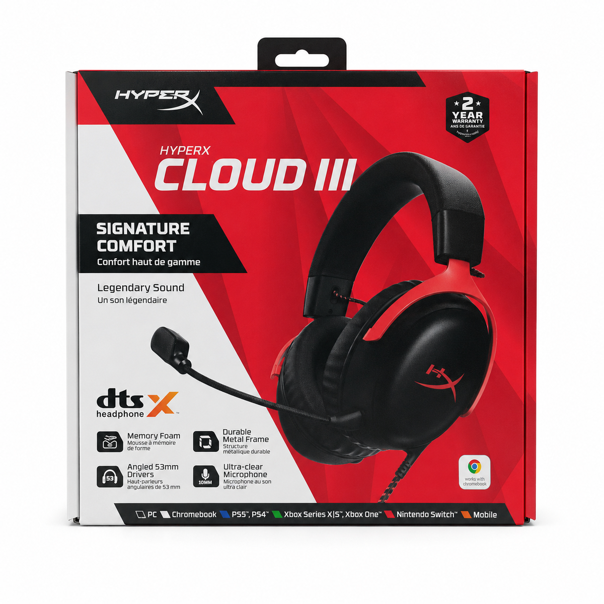 HyperX Cloud III Wired Gaming Headset - Red/Black