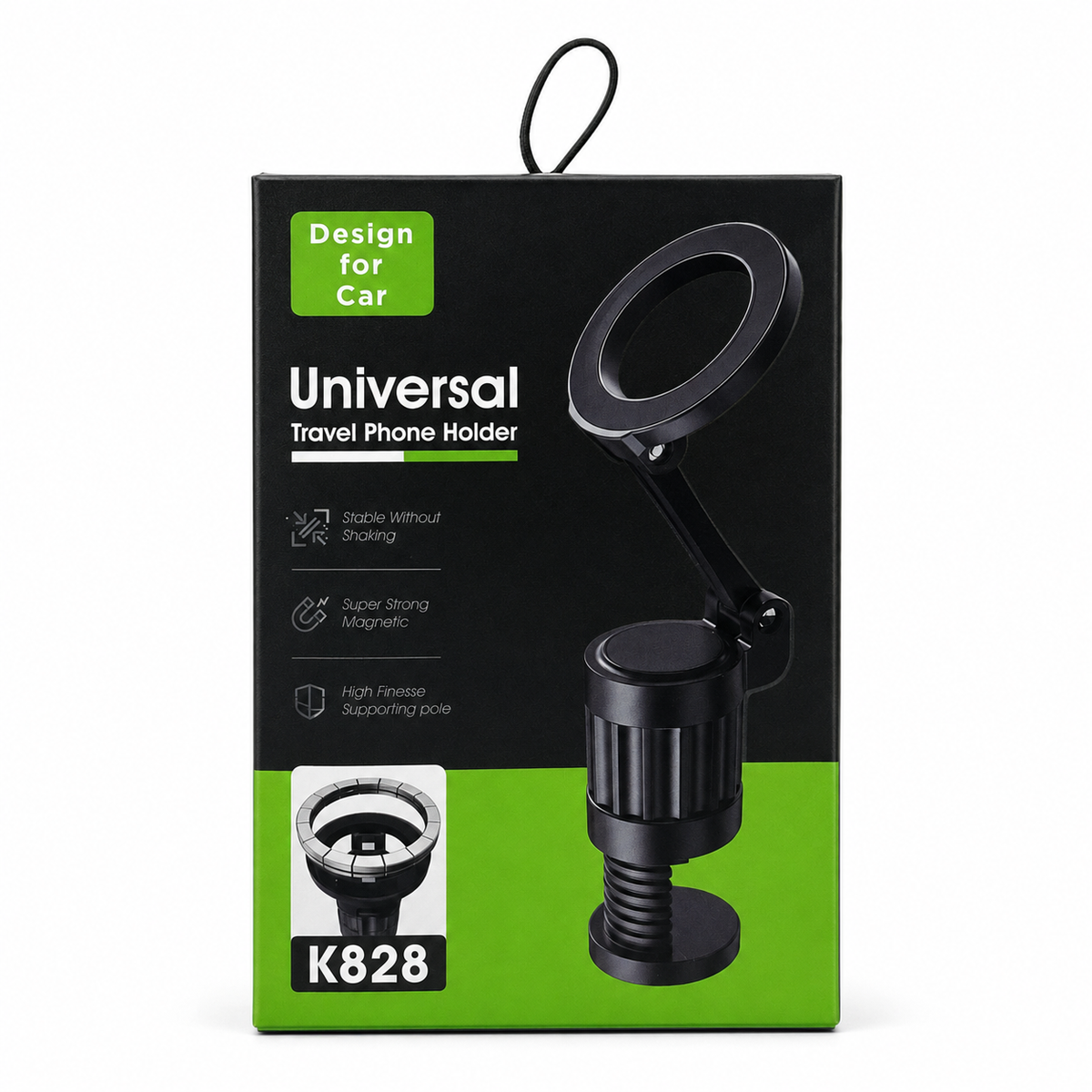 K828 Universal Magnetic Travel Car Phone Holder - Black الصورة الرئيسية