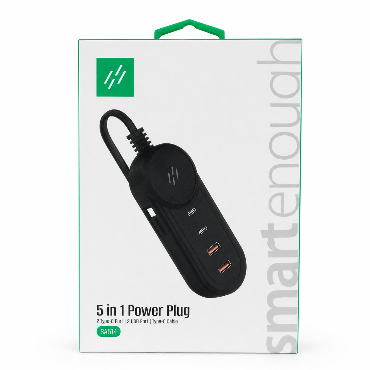 HEATZ SA514 5-in-1 Power Plug with USB-C Cable - Black
