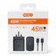 BIGPRO 45W PD Super Adapter with 5A USB-C Cable - Black