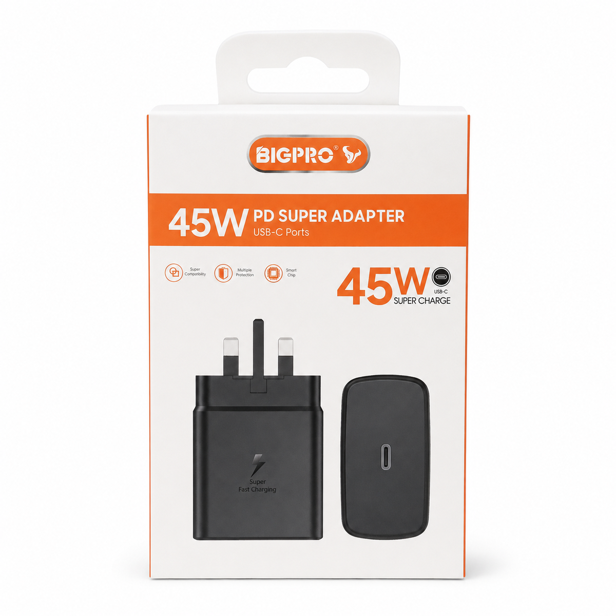 BIGPRO 45W PD Super Adapter - Black الصورة الرئيسية
