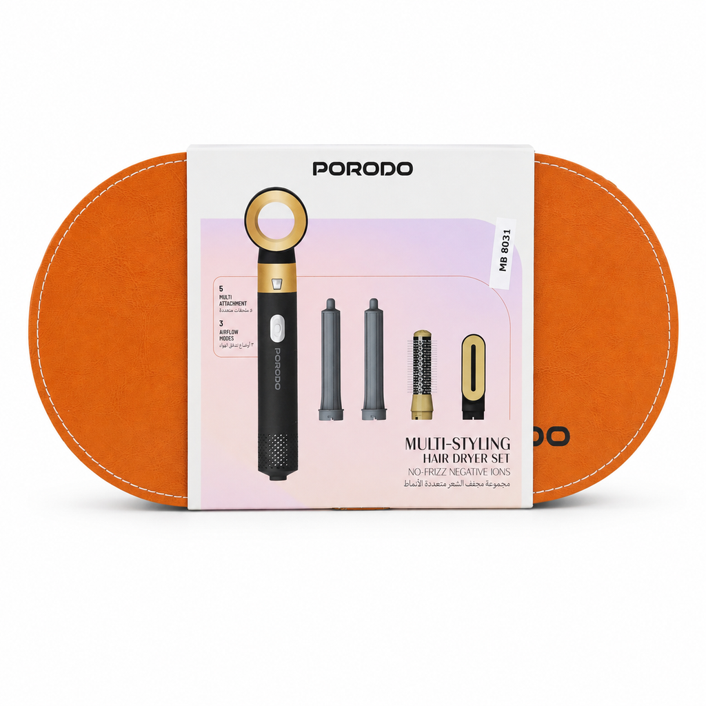 Porodo Lifestyle Multi-Styling Hair Dryer Set 700W PDLFST126BK - Black/Gold