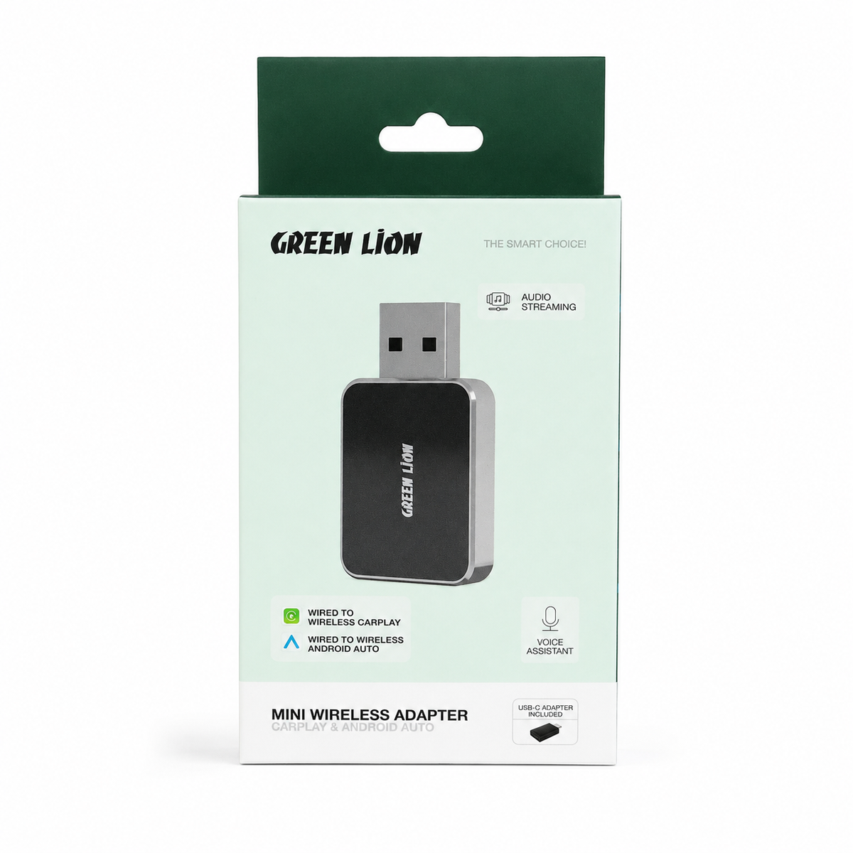 Green Lion Mini Wireless Adapter for CarPlay & Android Auto - Black