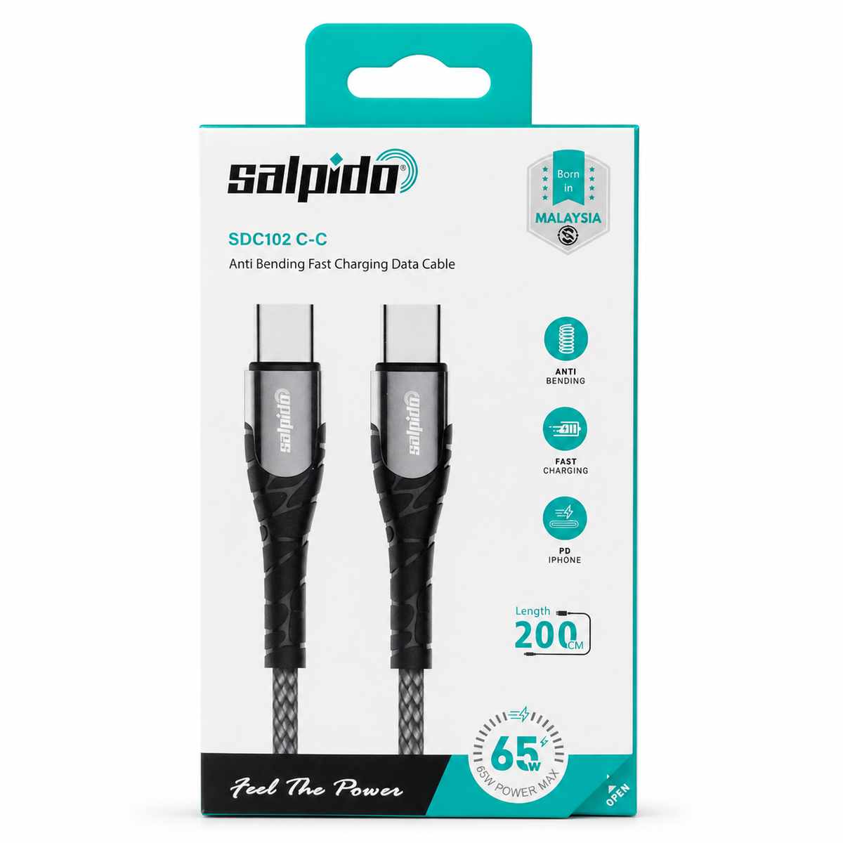 Salpido SDC102 USB-C to USB-C Cable 65W 2m - Black