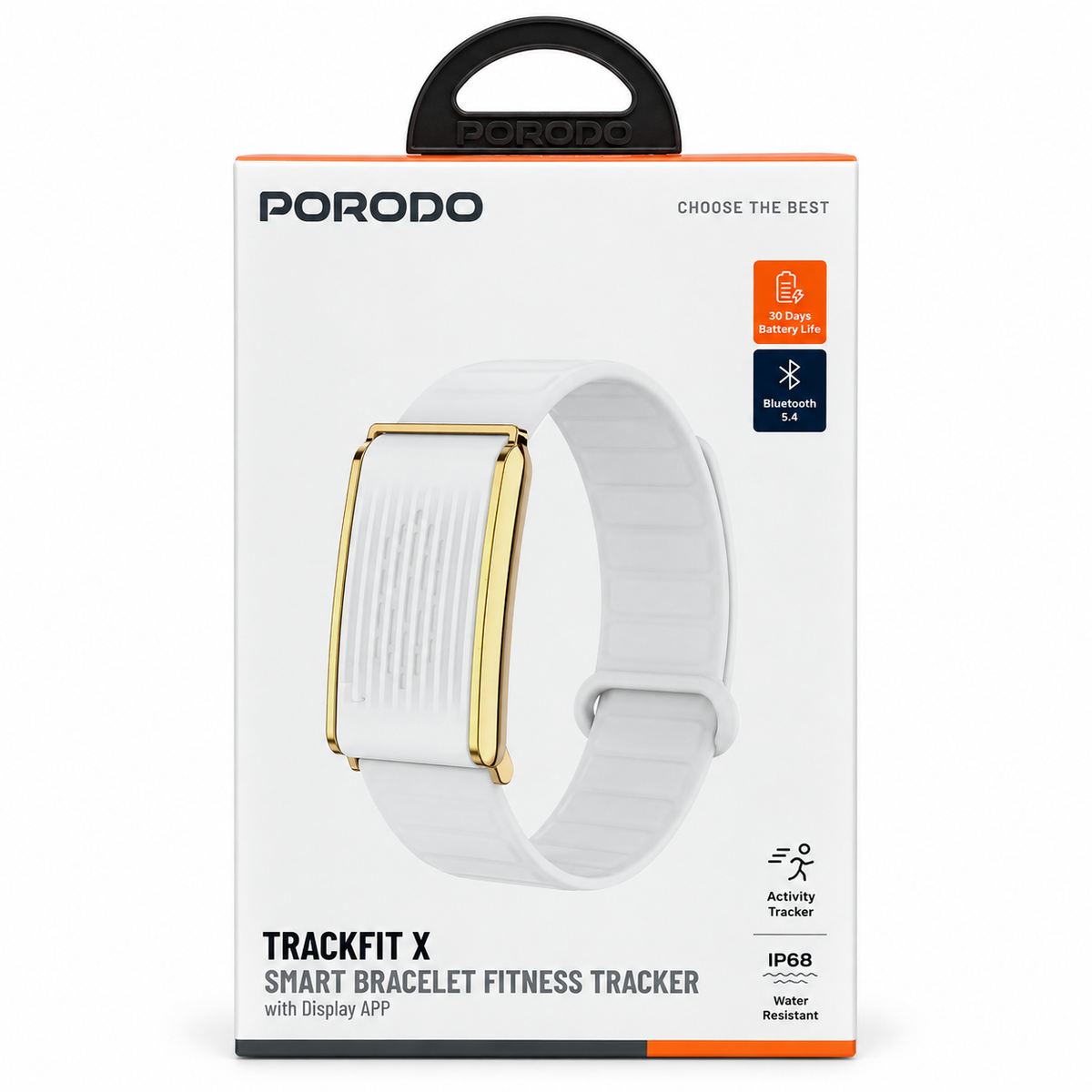 Porodo TrackFit X Smart Bracelet Fitness Tracker - White