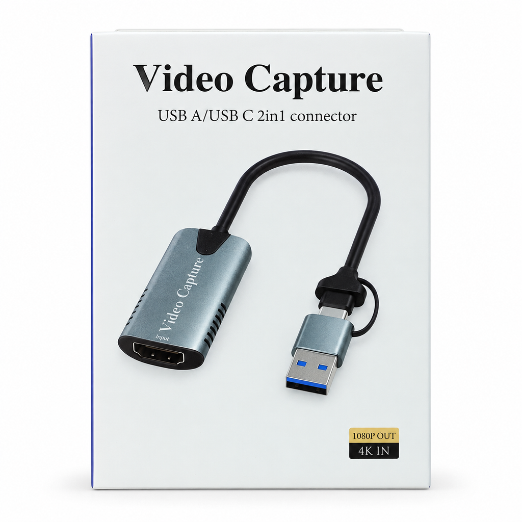 2-in-1 USB-A & USB-C 4K HDMI Video Capture Card Cable Adapter