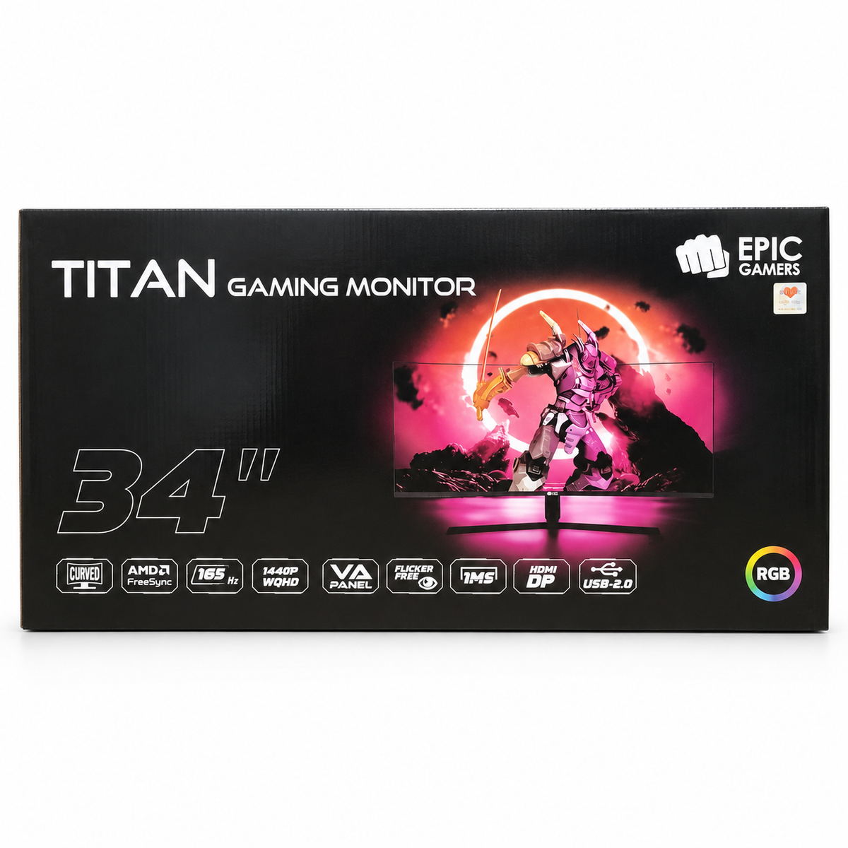 EPIC GAMERS TITAN 34" Ultrawide Curved WQHD 1440P 165Hz Gaming Monitor
