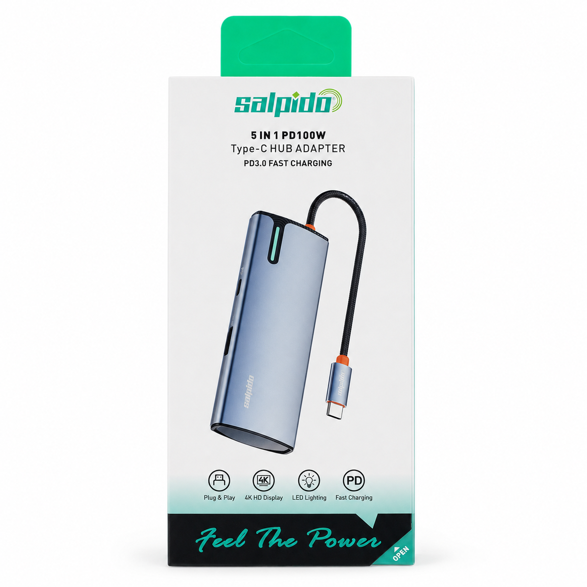 Salpido SAL-DS-15H 5-in-1 PD100W USB-C Hub Adapter - Gray الصورة الرئيسية