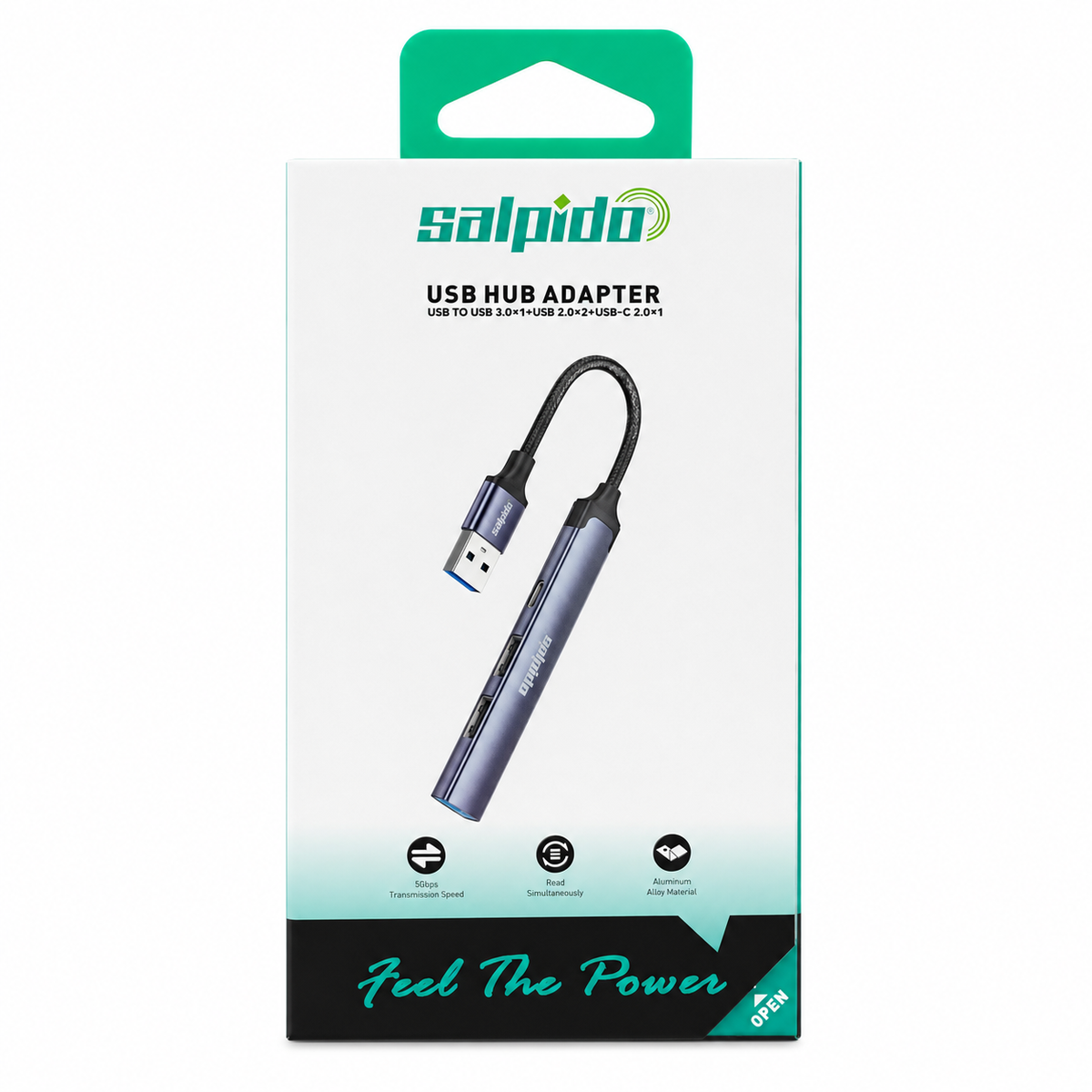 Salpido SAL-DS-44C 4-in-1 USB-A Hub Adapter - Gray