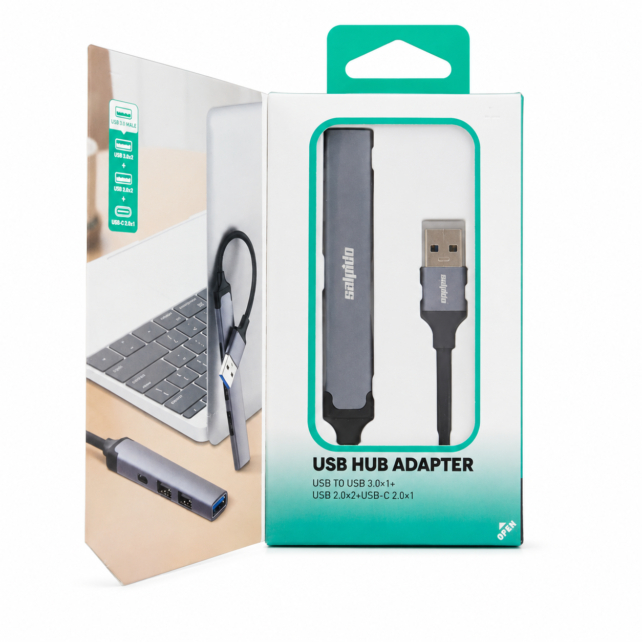 Salpido SAL-DS-44C 4-in-1 USB-A Hub Adapter - Gray صورة ثانوية