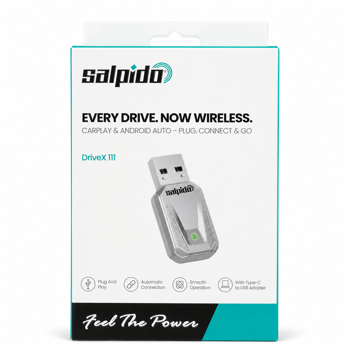Salpido DriveX III Wireless CarPlay & Android Auto Adapter - Black الصورة الرئيسية