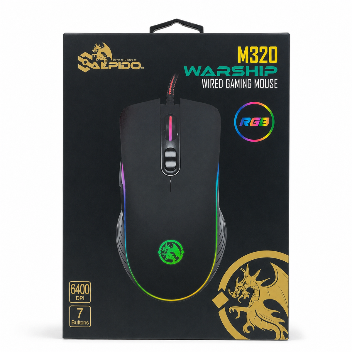 Salpido M320 Warship Wired RGB Gaming Mouse - Black الصورة الرئيسية