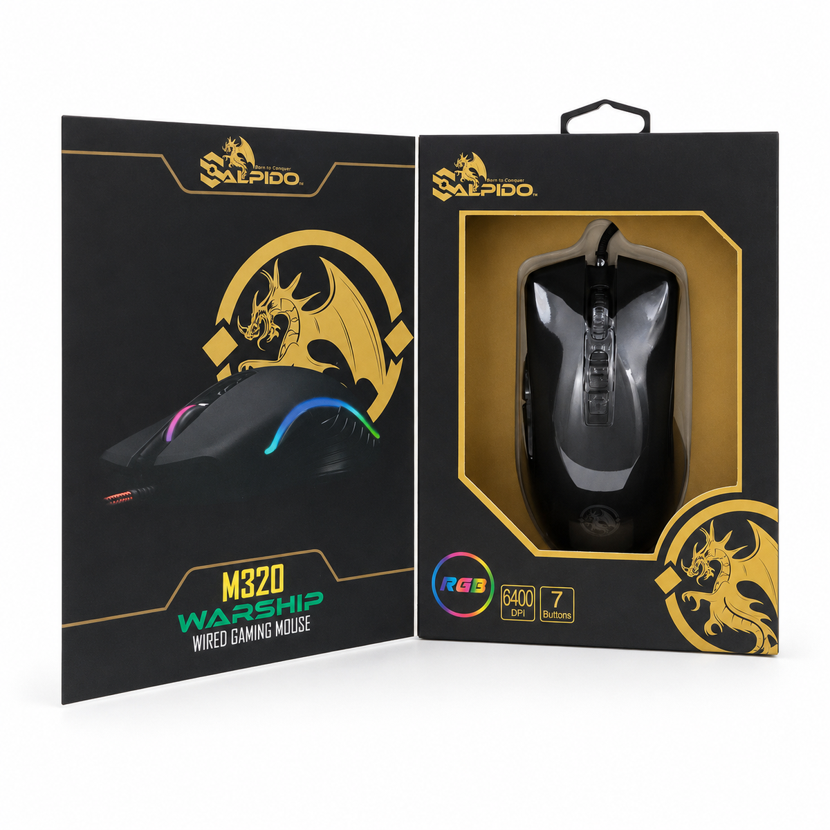 Salpido M320 Warship Wired RGB Gaming Mouse - Black