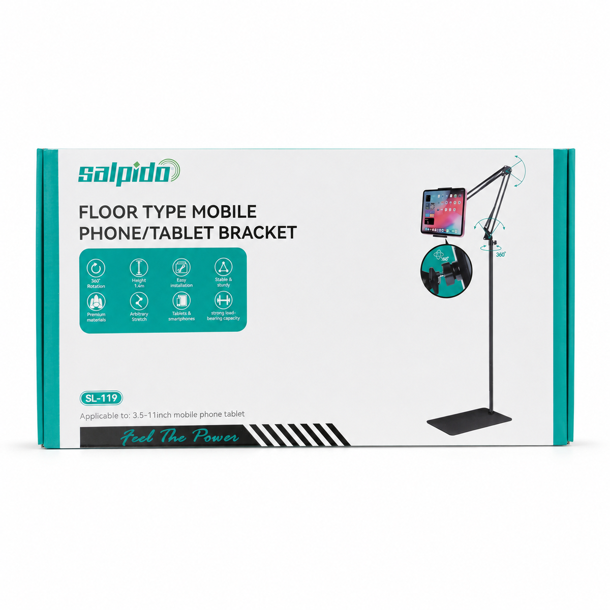 Salpido SL-119 Floor Phone & Tablet Stand - Black الصورة الرئيسية