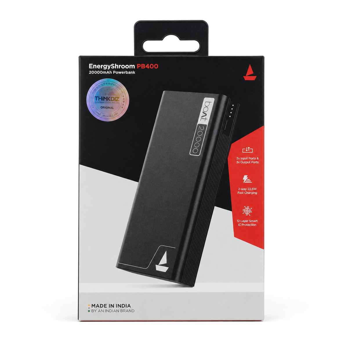 boAt EnergyShroom PB400 20000mAh 22.5W Power Bank - Carbon Black الصورة الرئيسية