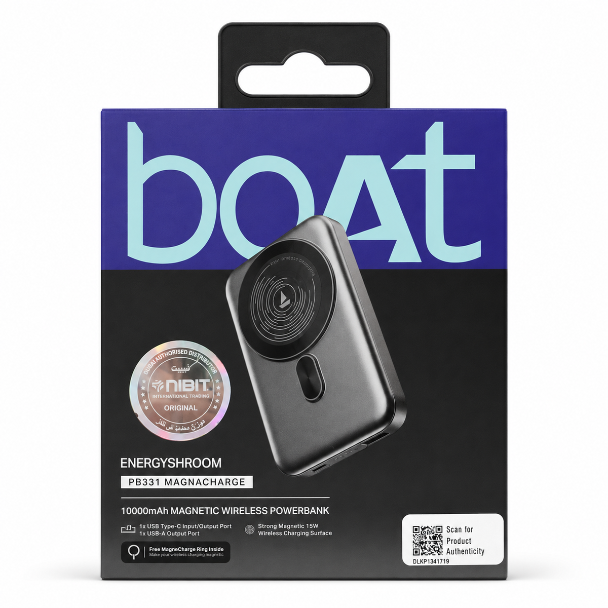 boAt EnergyShroom PB331 MagnaCharge 10000mAh Magnetic Power Bank - Ash Black الصورة الرئيسية