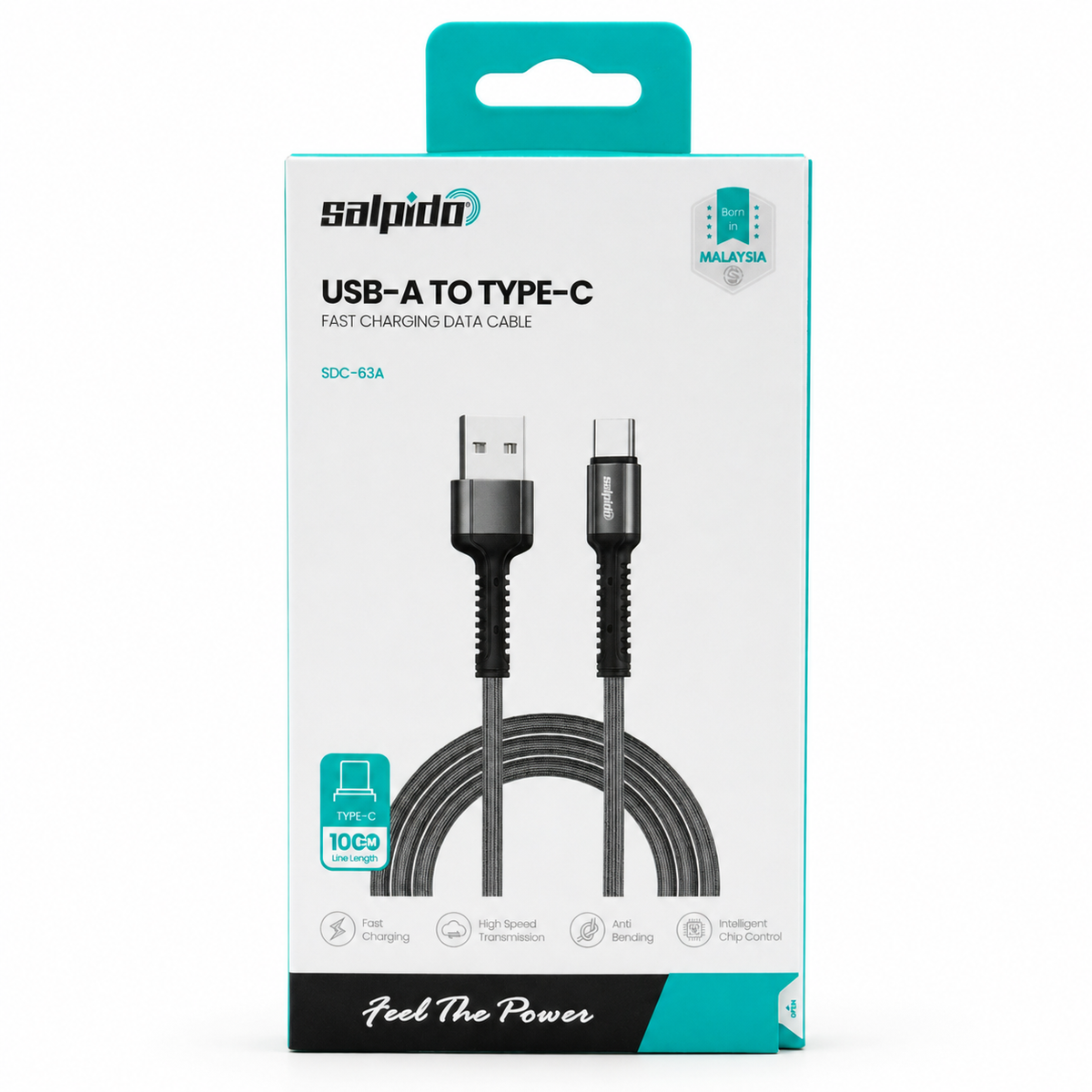 Salpido SDC-63A USB-A to USB-C Fast Charging Data Cable 1m - Black
