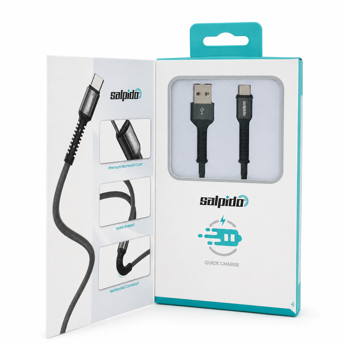 Salpido SDC-63A USB-A to USB-C Fast Charging Data Cable 1m - Black