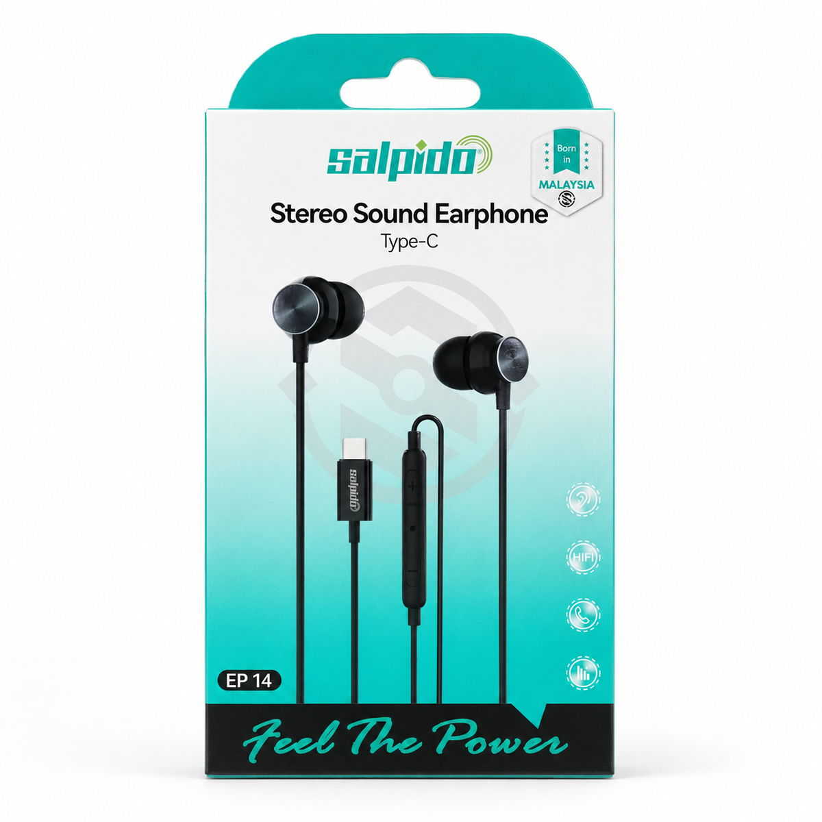 Salpido EP14 USB-C Stereo In-Ear Earphones - Black الصورة الرئيسية