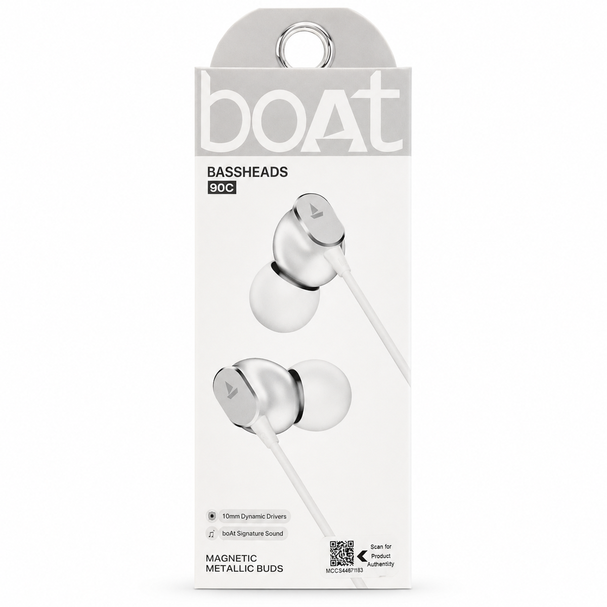 boAt Bassheads 90C USB-C Wired Earphones - White الصورة الرئيسية