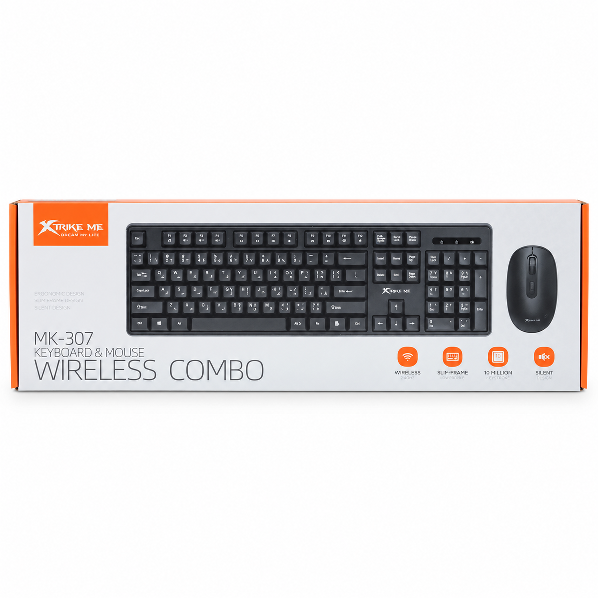 XTRIKE ME MK-307 2.4G Wireless Keyboard & Optical Mouse Combo (Arabic & English)
