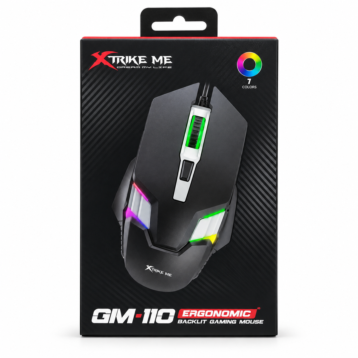 XTRIKE ME GM-110 Ergonomic 7-Color RGB Backlit Gaming Mouse الصورة الرئيسية