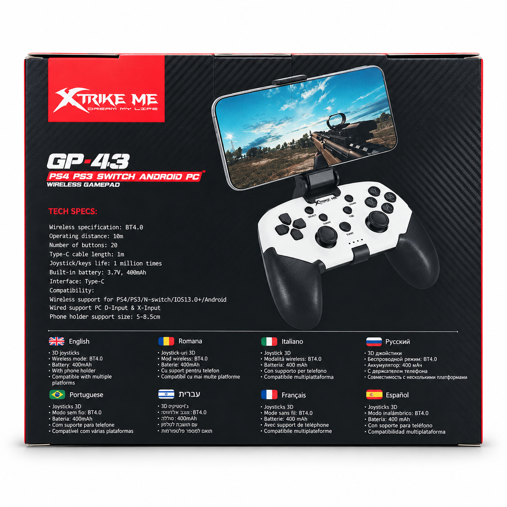 XTRIKE ME GP-43 Multi-Platform Wireless Gamepad with Detachable Phone Bracket