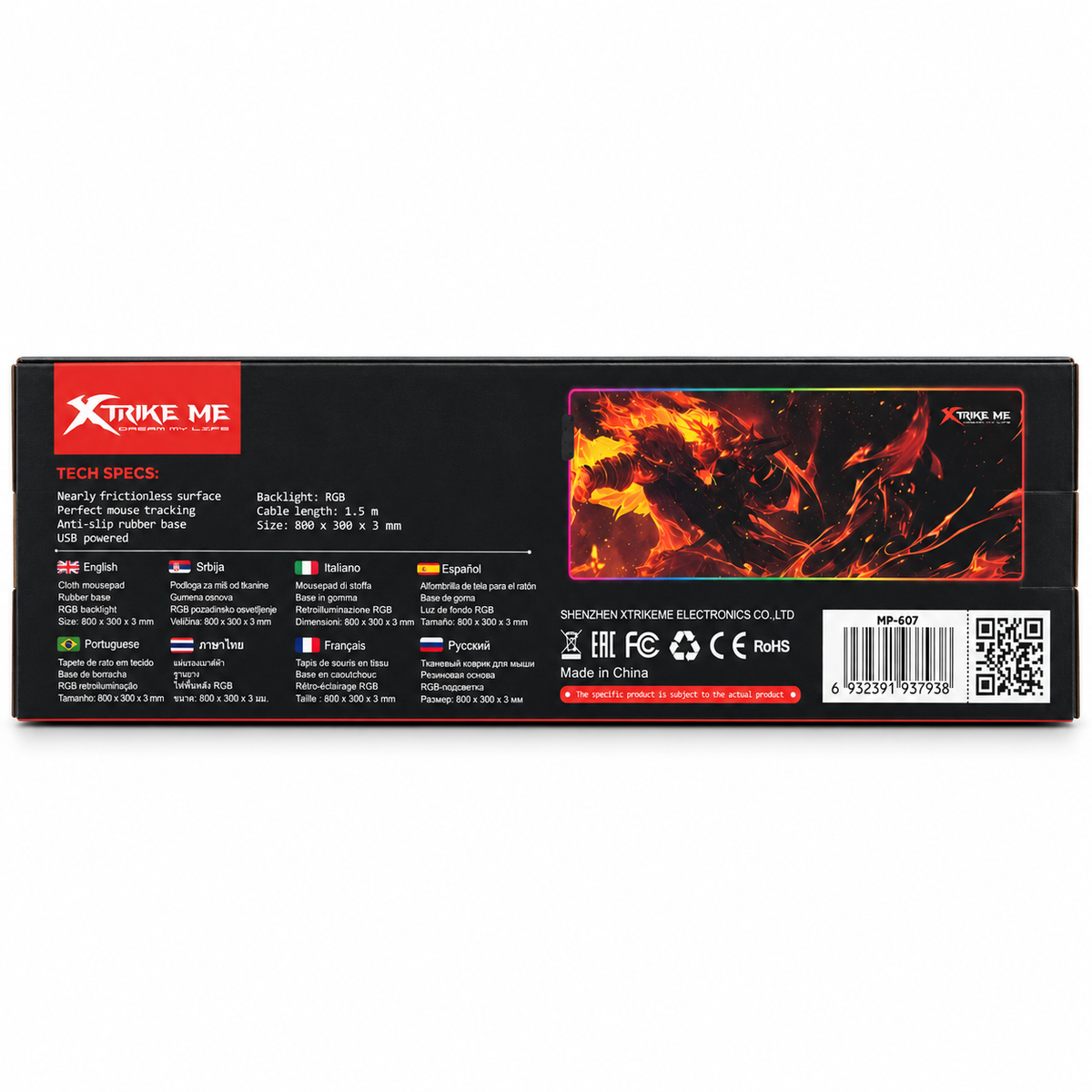 XTRIKE ME MP-607 RGB Backlight Extended Gaming Mousepad (800 x 300 x 3 mm)