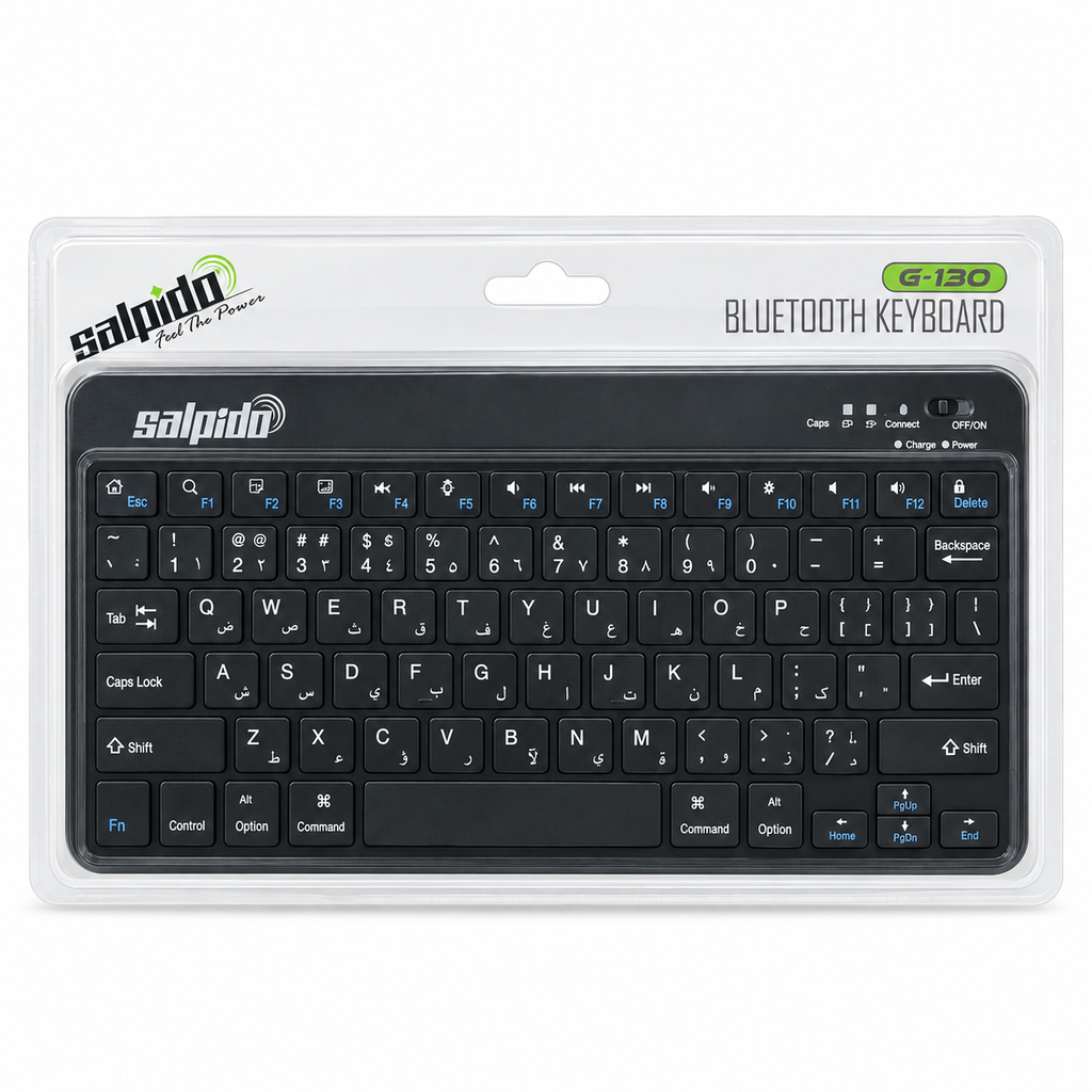 Salpido G-130 Ultra-Slim Wireless Bluetooth Keyboard (Arabic & English)