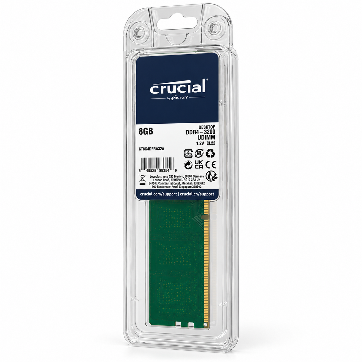Crucial 8GB DDR4 3200MHz CL22 Desktop Memory RAM (CT8G4DFRA32A)