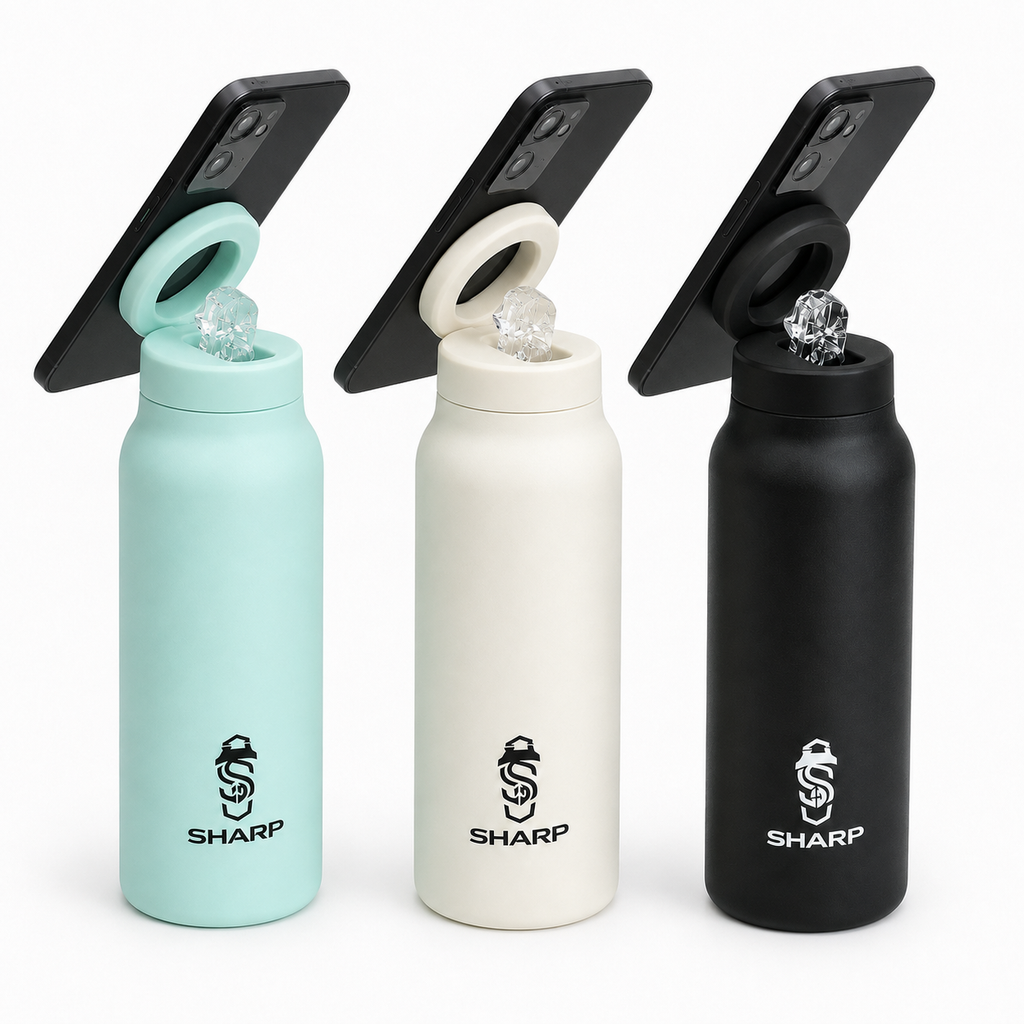 SHARP Matte Drinking Bottle With magnetic Phone Holder