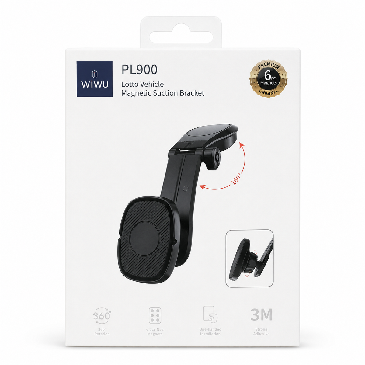 WiWU PL900 Lotto Magnetic Car Phone Mount - Black الصورة الرئيسية