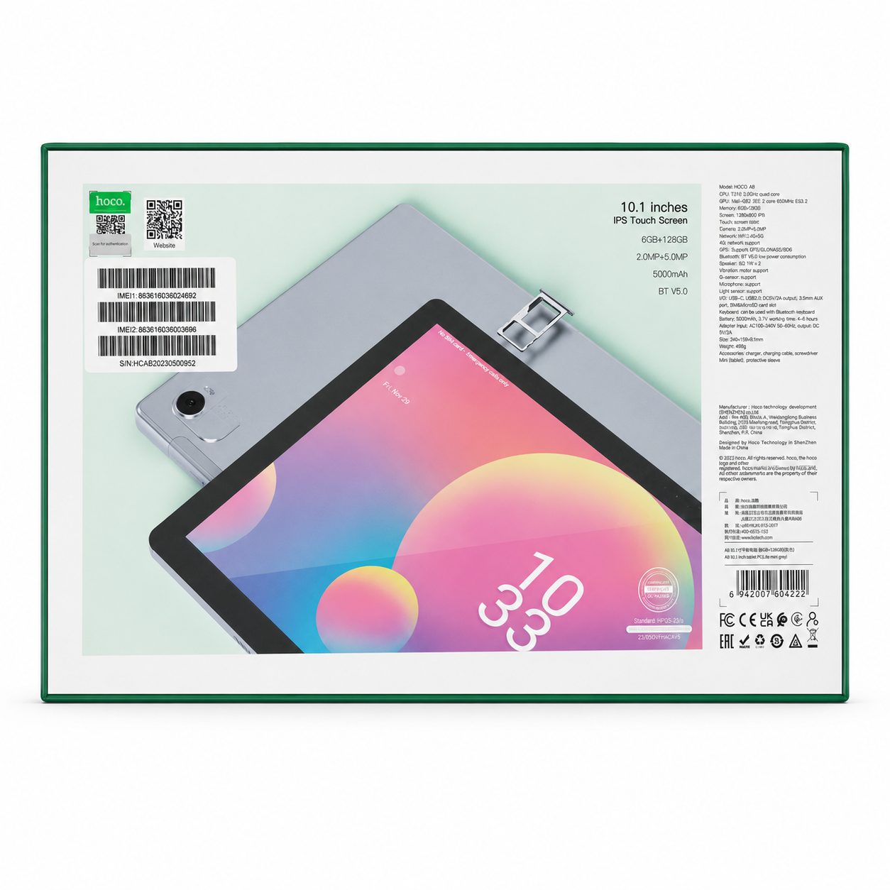 HOCO A8 10.1-inch 4G Android Tablet 6GB/128GB - Gray صورة ثانوية