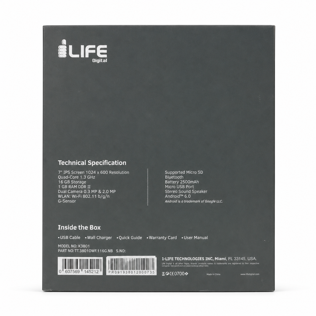 i-Life K3801 7-inch Wi-Fi Tablet 1GB/16GB - Black