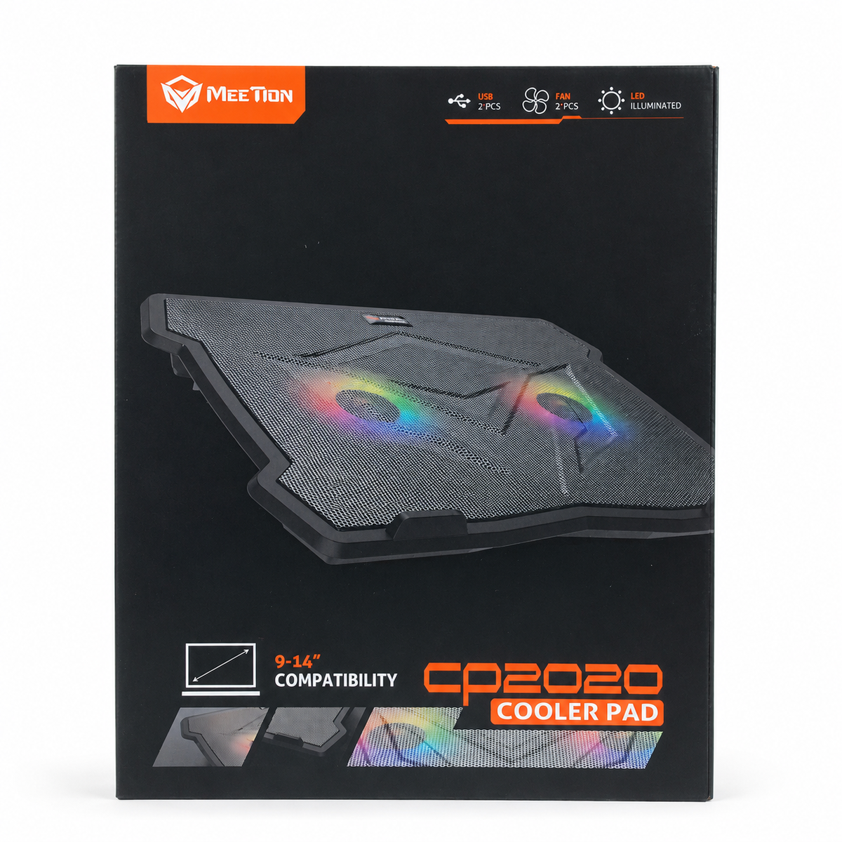 Meetion CP2020 RGB Laptop Cooling Pad - Black الصورة الرئيسية